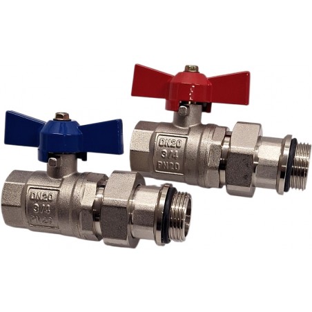 zawór kulowy 3/4" zestaw 2 szt. ze śrubunkiem Nordic Tec PL6