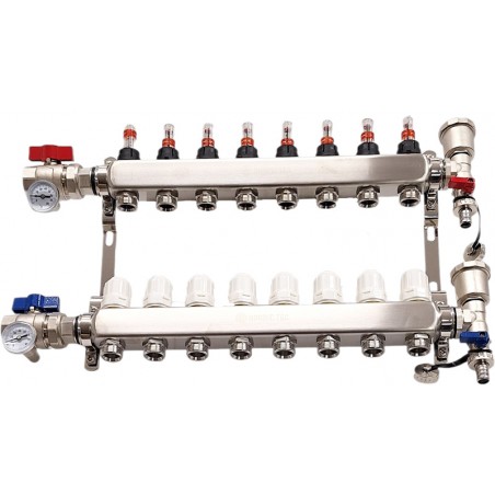 Rozdzielacz do podłogówki 8 sekcji nierdzewny Nordic Tec PL6