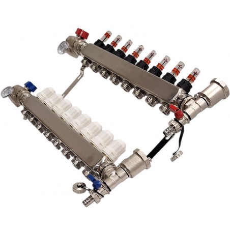 Rozdzielacz do podłogówki 8 obwodów nierdzewny Nordic Tec PL8