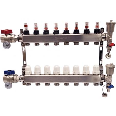 Nierdzewny rozdzielacz podłogówki 8 INOX PL9