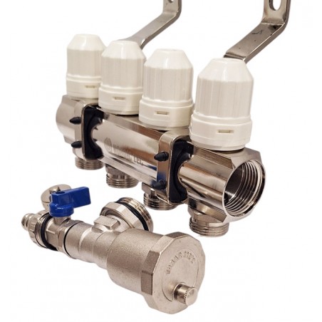 Belka rozdzielacza 4 obwody z odpowietrznikiem Nordic Tec RS-CO-4 PL3