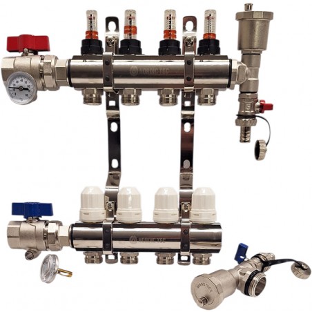 rozdzielacz czterosekcyjny do ogrzewania podłogowego Nordic Tec PL3 RD-CO-4