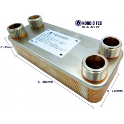 Wymiennik 20 płytowy do kotła na pelet 5/4"