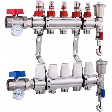 Rozdzielacz 5 obiegów z przepływomierzem