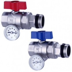 Zawory odcinające z termometrem do rozdzielaczy - 1" DN25 (2 szt.) Nordic