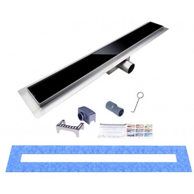 Odpływ liniowy CZARNE SZKŁO 60-100cm