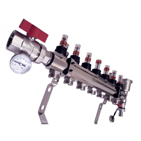 rozdzielacz do podłogówki 7 sekcji górna belka rotametry Nordic Tec