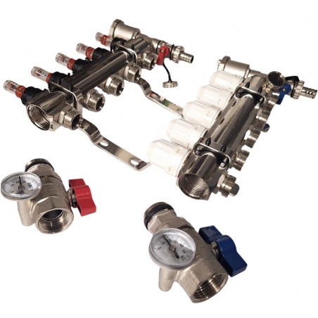 rozdzielacz podłogówki 5 obwodów Nordic Tec z zaworem