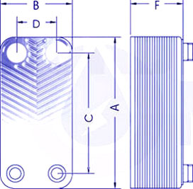 100 kW plate heat exchanger Ba-12-50 sizes