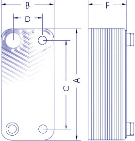 Dimensioni - Scambiatore refrigerante-acqua Ba-26-50-F