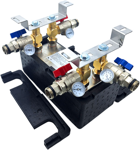 Wymiennik ciepła z zaworami i termometrami Nordic Tec