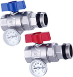 Shut-off valve with thermometers for PHE