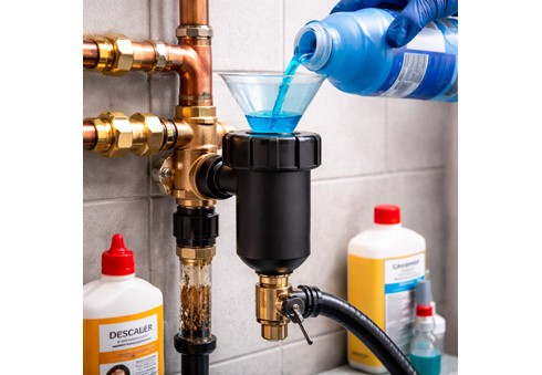 Płukanie instalacji CO środkiem chemicznym poprzez filtr magnetyczny